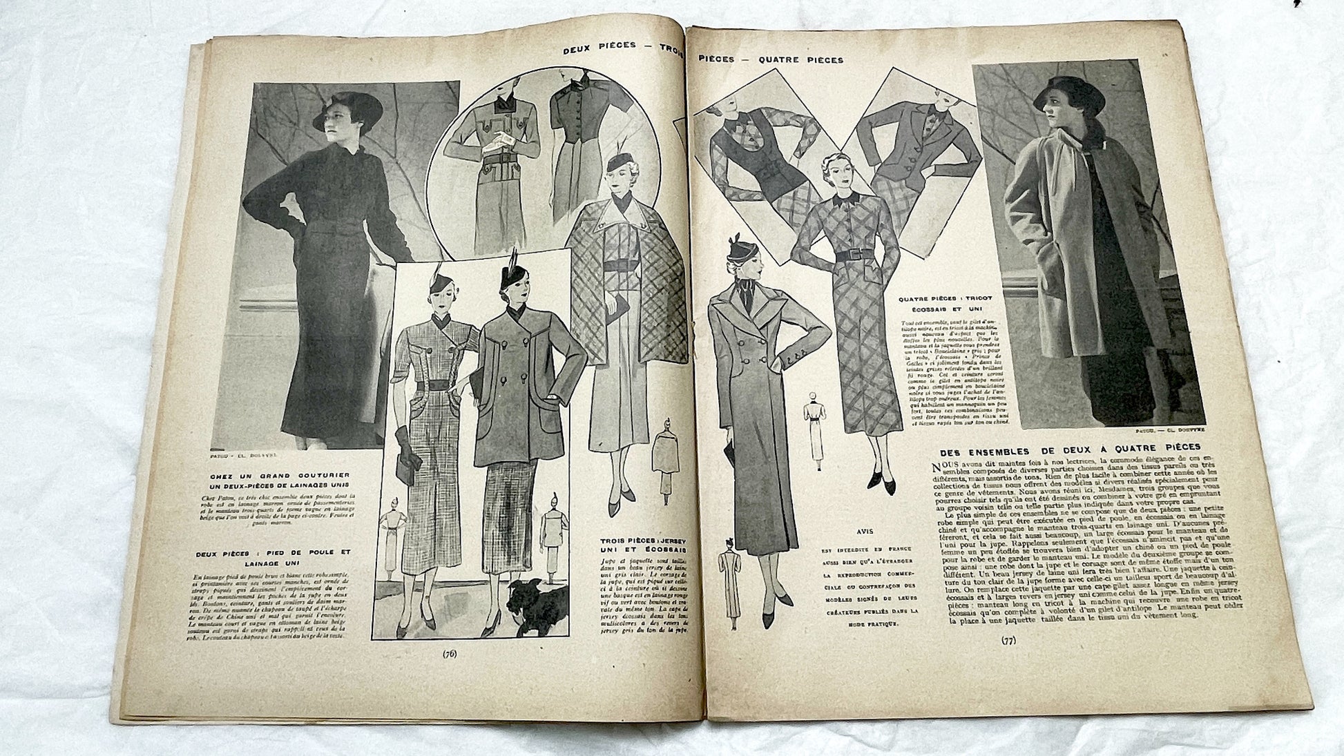 1930s - Vintage French Fashion Magazine Mode Pratique - Tailleurs Manteaux Special Issue - Women's Clothing Patterns - Hachette