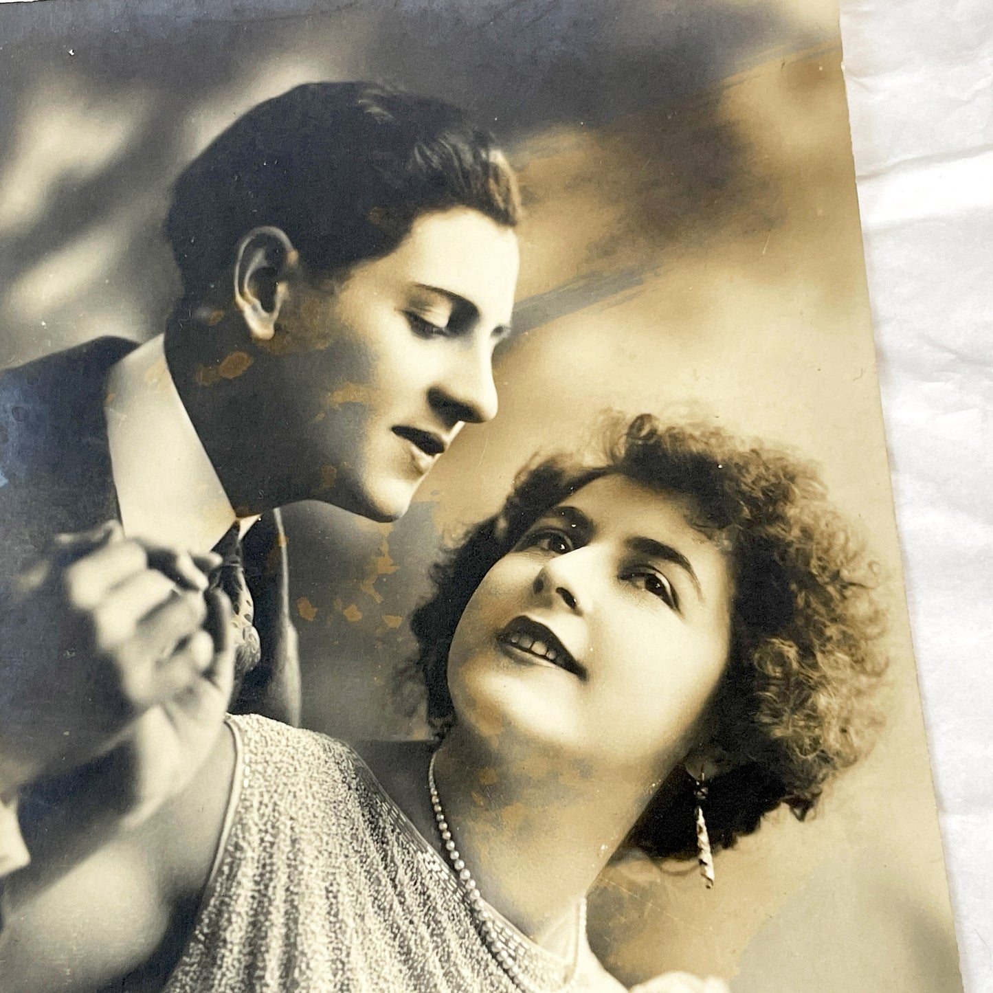1930s - Vintage Romance Photo - Elegant Couple Portrait - Sepia Tone Original Photograph - Art Deco Era Collectible Ephemera Art