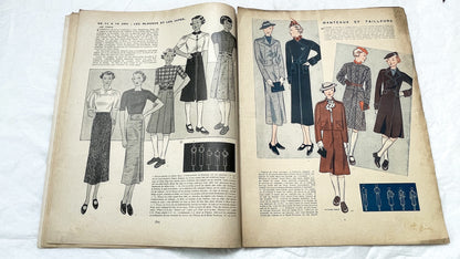 1930s - Vintage French Fashion Magazine Mode Pratique - Tailleurs Manteaux Special Issue - Women's Clothing Patterns - Hachette