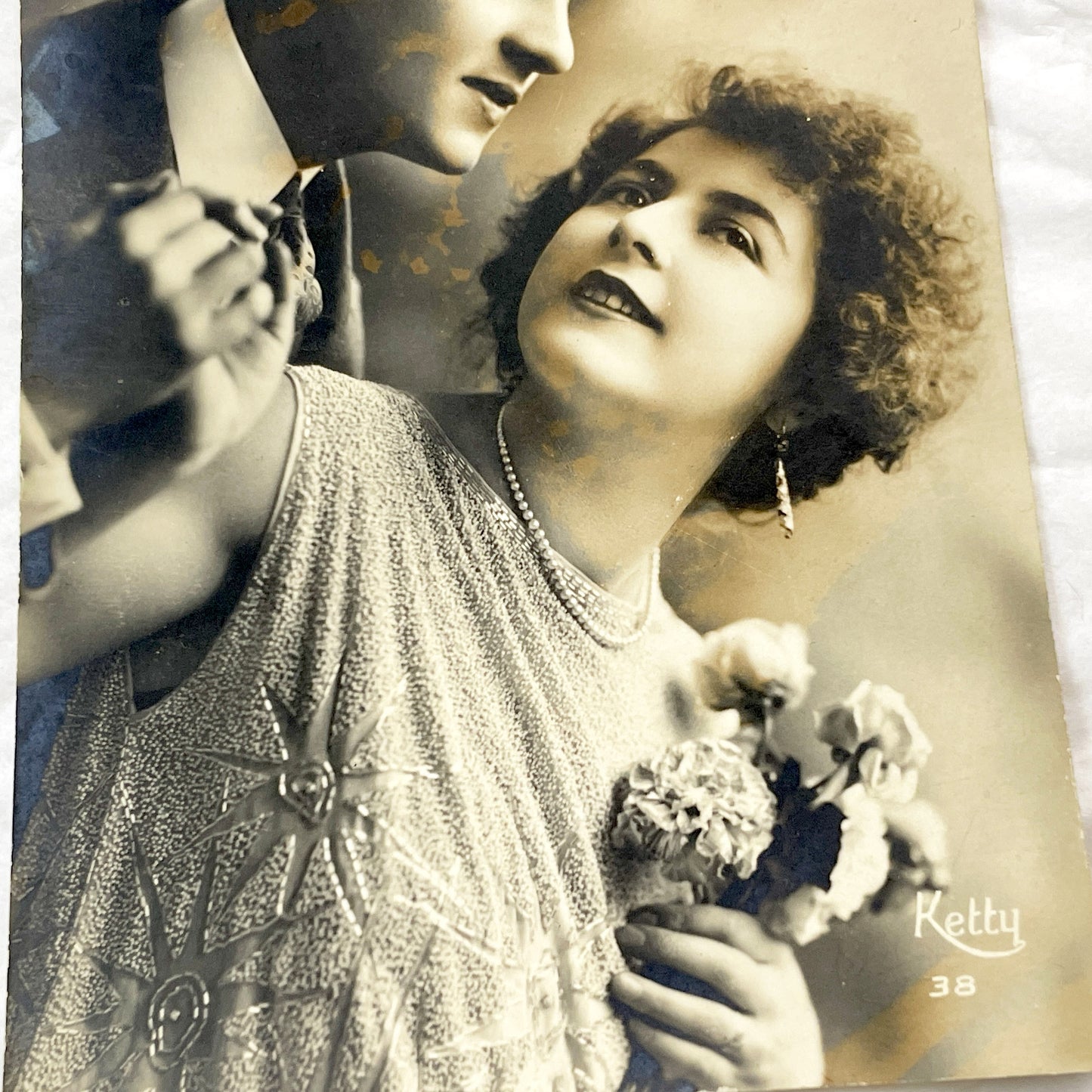 1930s - Vintage Romance Photo - Elegant Couple Portrait - Sepia Tone Original Photograph - Art Deco Era Collectible Ephemera Art