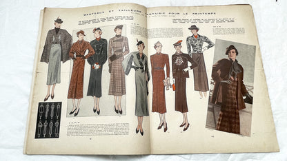 1930s - Vintage French Fashion Magazine Mode Pratique - Tailleurs Manteaux Special Issue - Women's Clothing Patterns - Hachette