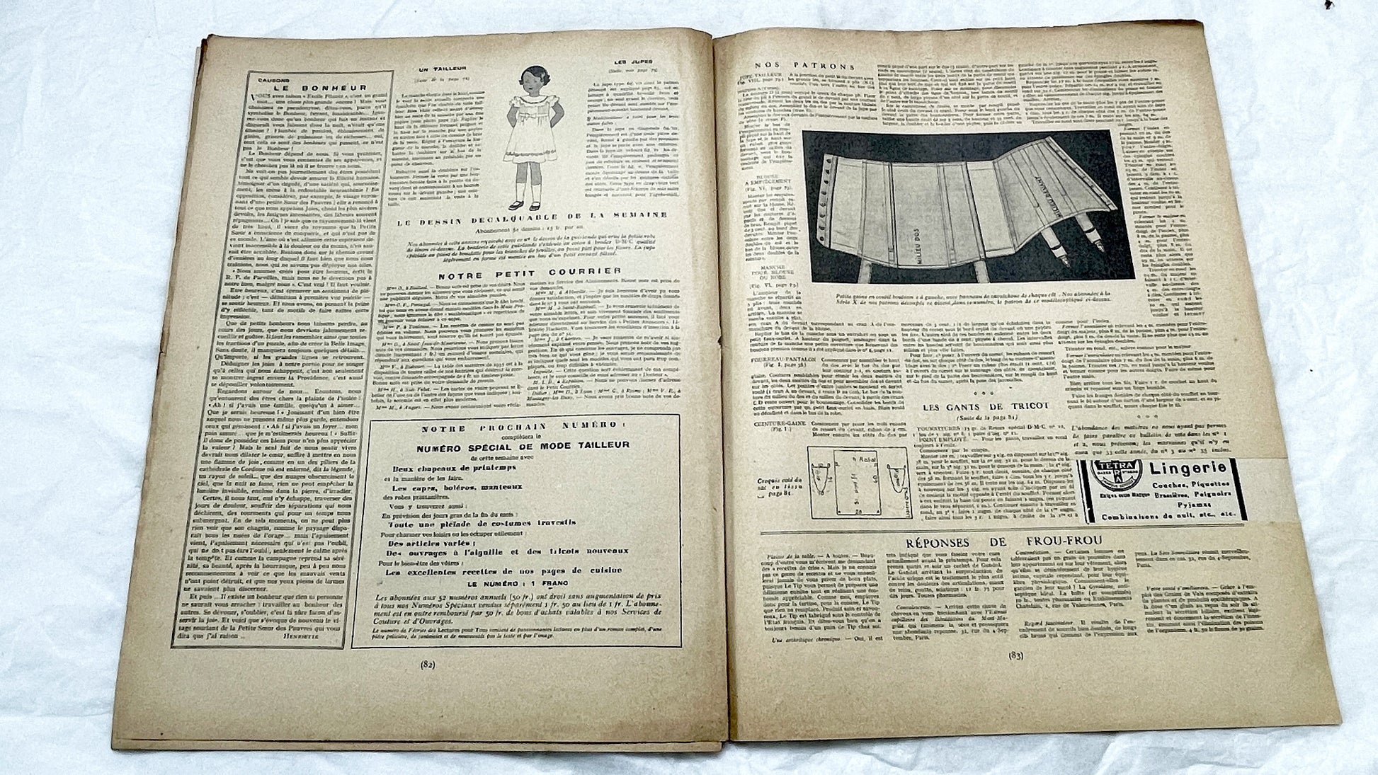 1930s - Vintage French Fashion Magazine Mode Pratique - Tailleurs Manteaux Special Issue - Women's Clothing Patterns - Hachette