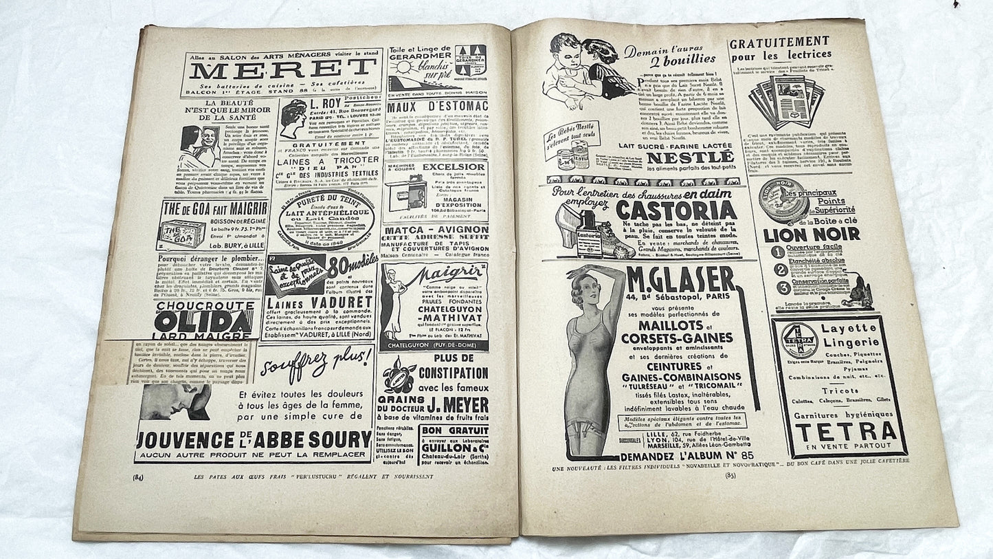 1930s - Vintage French Fashion Magazine Mode Pratique - Tailleurs Manteaux Special Issue - Women's Clothing Patterns - Hachette