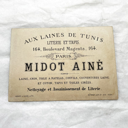 Late 19th - Vintage Little Red Riding Hood Trade Card - Aux Laines De Tunis Parisian Wool Merchant Advertisement - Boulevard Magenta