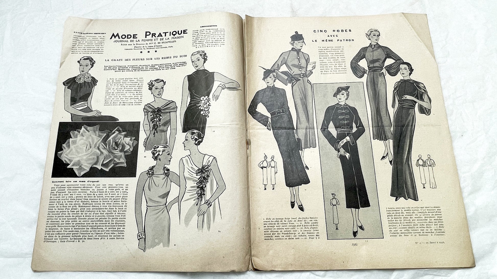 1930s - Mode Pratique French Fashion Magazine - Vintage 1930s - Elegant Dress Patterns - Lifestyle - Retro Ads - Collectible Ephemera