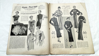 1930s - Mode Pratique French Fashion Magazine - Vintage 1930s - Elegant Dress Patterns - Lifestyle - Retro Ads - Collectible Ephemera