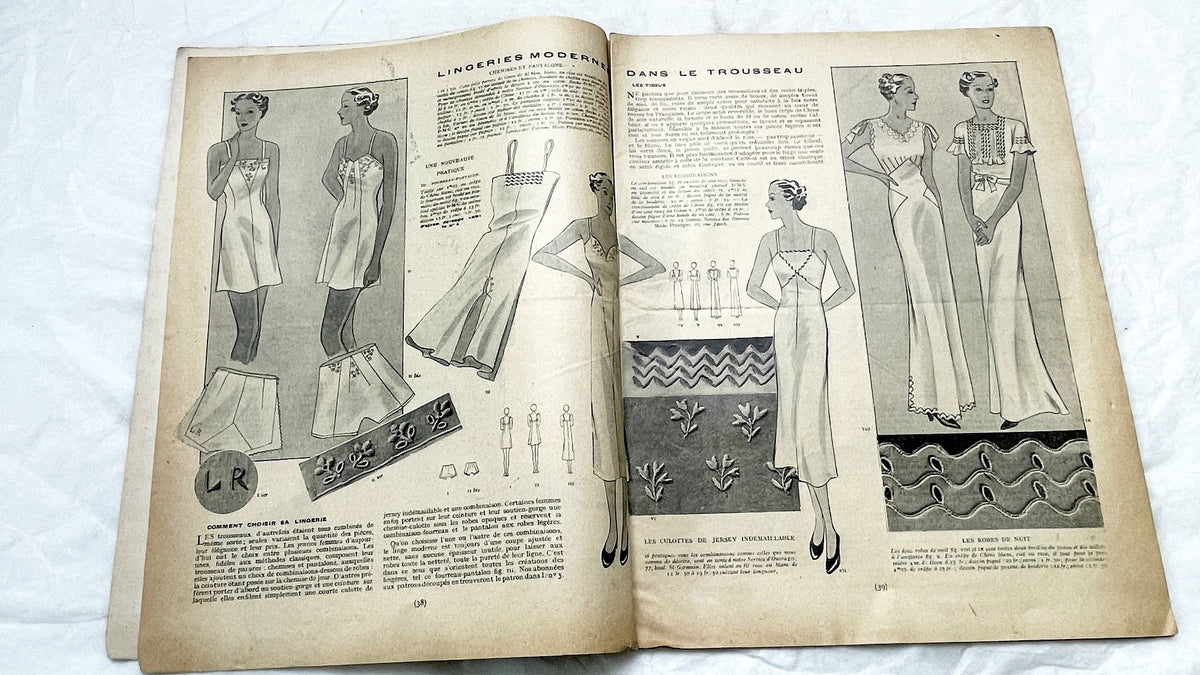 1930s - Vintage French Fashion Magazine - Mode Pratique - Special Bridal & Lingerie Edition - Wedding Dresses - Travel Wardrobe