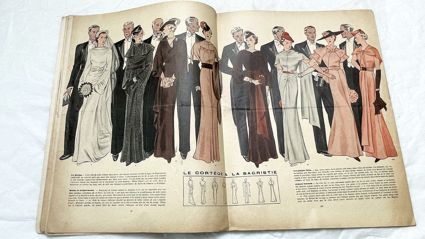 1930s - Vintage French Fashion Magazine - Mode Pratique - Special Bridal & Lingerie Edition - Wedding Dresses - Travel Wardrobe