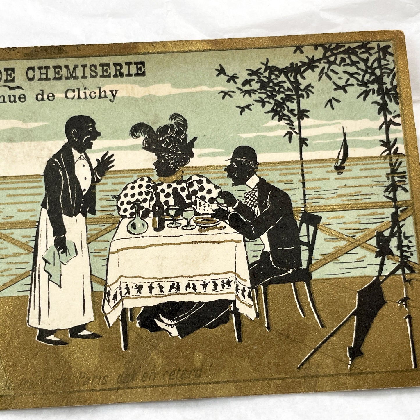 1900s - Two French Advertising Trade Cards - A La Grande Chemiserie - Paris - Vintage Chromo Illustration - Collectible Ephemera