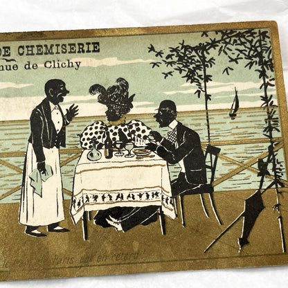 1900s - Two French Advertising Trade Cards - A La Grande Chemiserie - Paris - Vintage Chromo Illustration - Collectible Ephemera