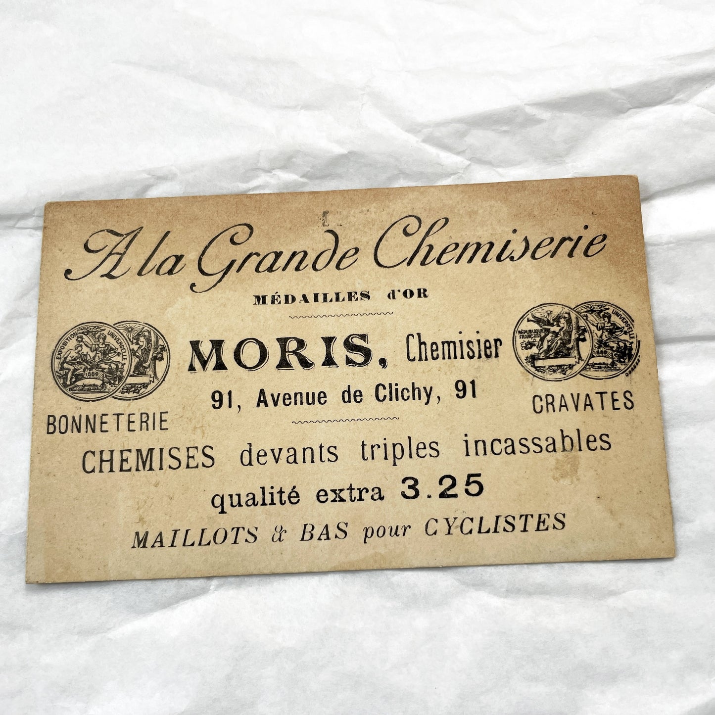 1900s - Two French Advertising Trade Cards - A La Grande Chemiserie - Paris - Vintage Chromo Illustration - Collectible Ephemera