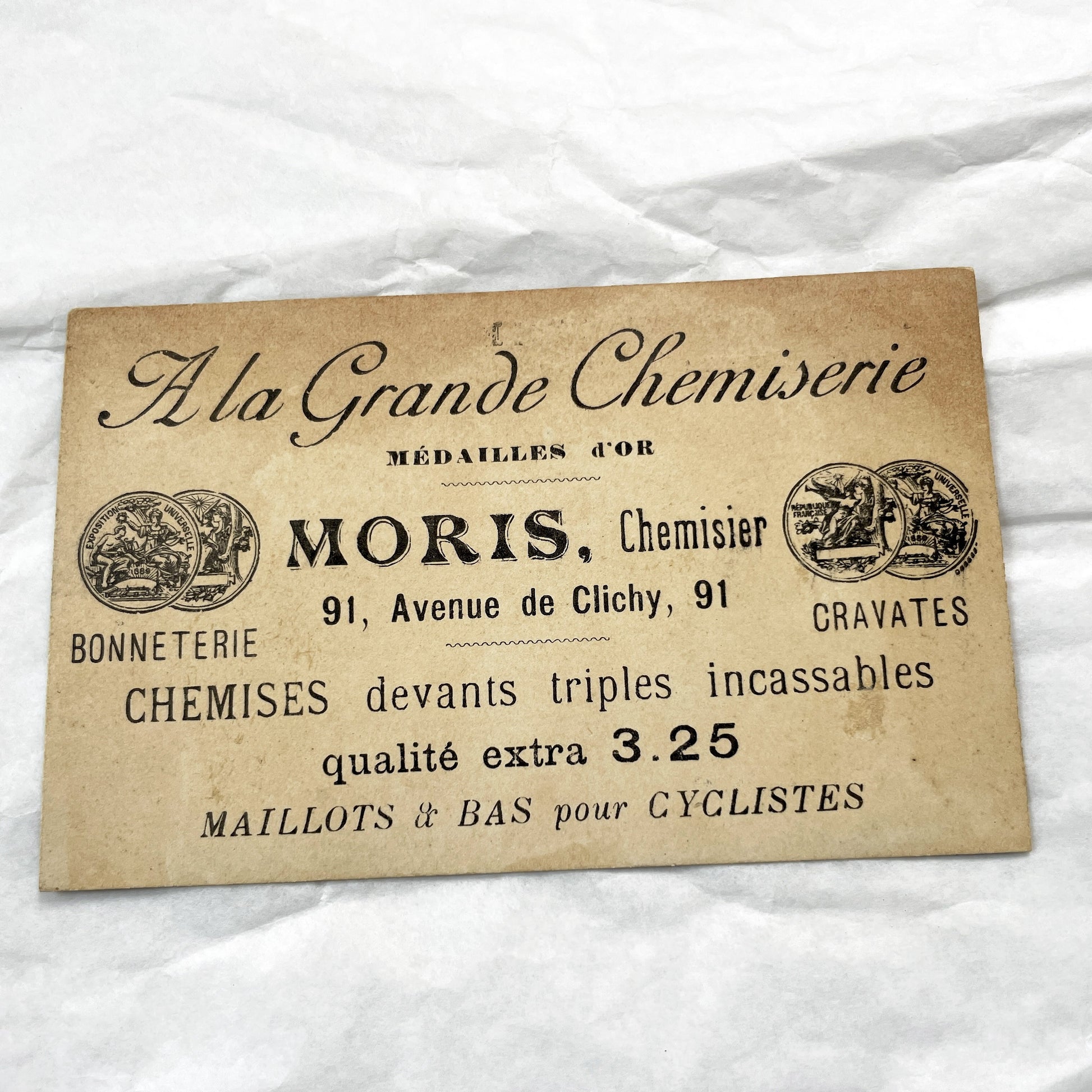 1900s - Two French Advertising Trade Cards - A La Grande Chemiserie - Paris - Vintage Chromo Illustration - Collectible Ephemera