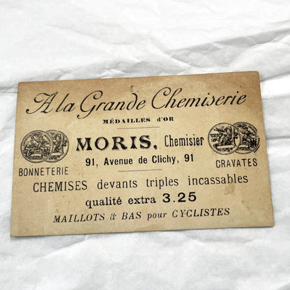 1900s - Two French Advertising Trade Cards - A La Grande Chemiserie - Paris - Vintage Chromo Illustration - Collectible Ephemera