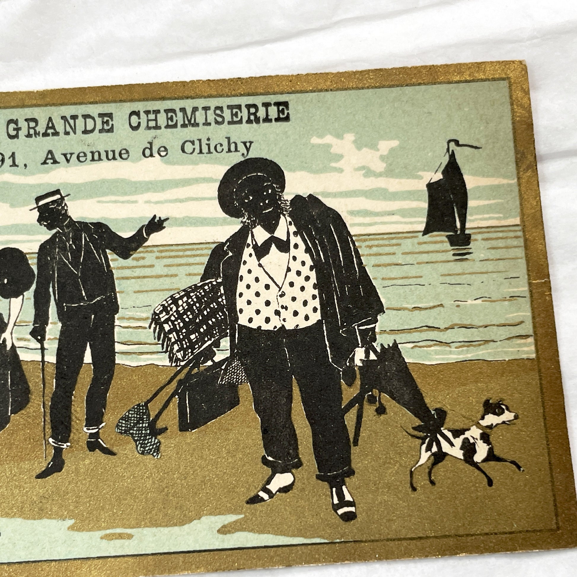 1900s - Two French Advertising Trade Cards - A La Grande Chemiserie - Paris - Vintage Chromo Illustration - Collectible Ephemera