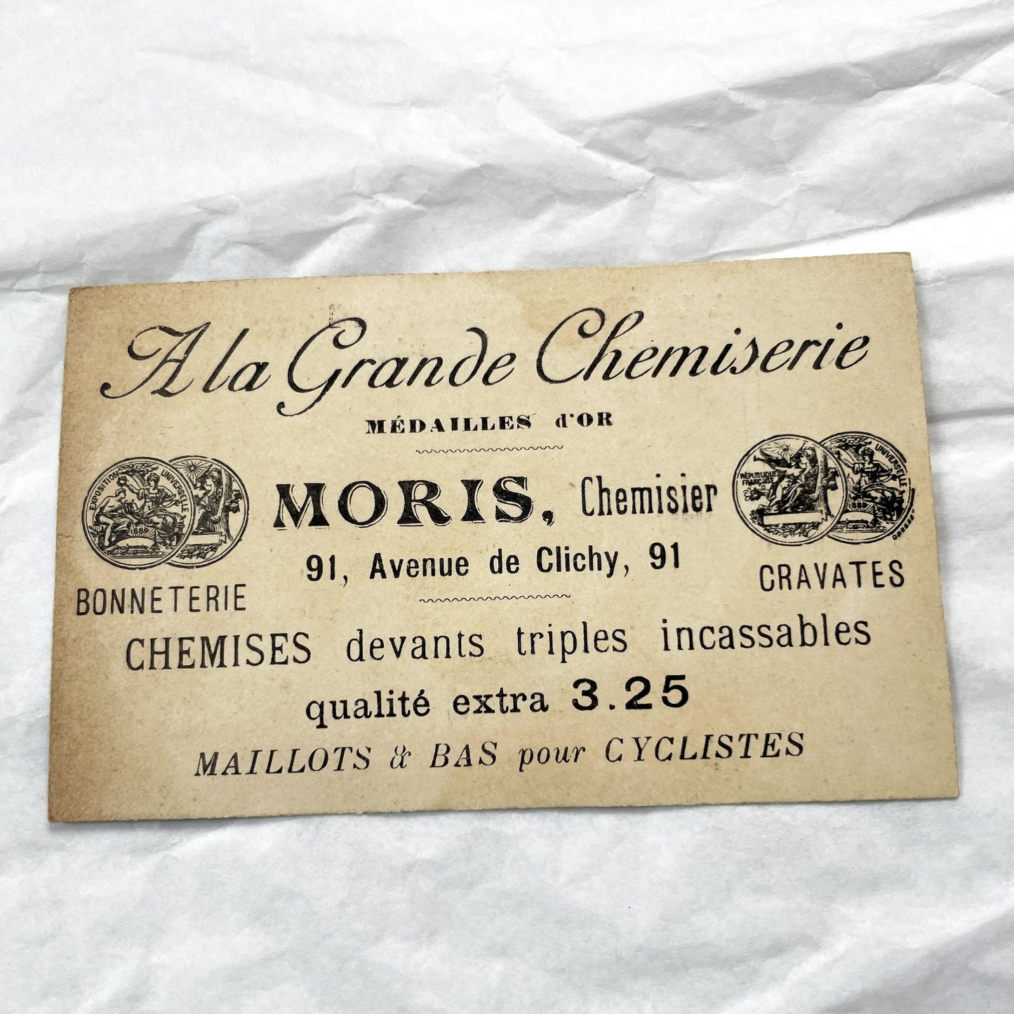 1900s - Two French Advertising Trade Cards - A La Grande Chemiserie - Paris - Vintage Chromo Illustration - Collectible Ephemera