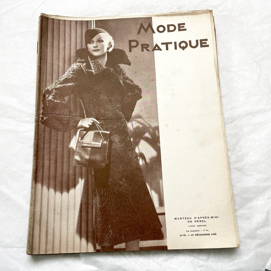 1930s - Vintage French Fashion Magazine - Mode Pratique - Original Period Style - Sewing Patterns - Classic Elegance - Collectible