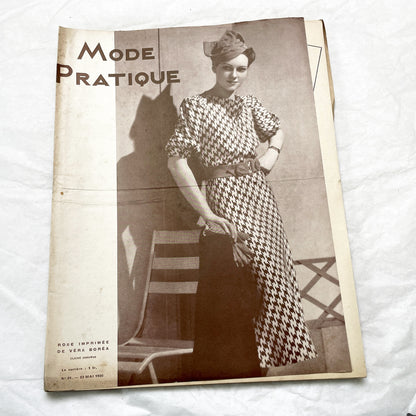 1930s - Vintage French Fashion Magazine - Mode Pratique - Dress Patterns - Hat Styles - Advertising - Retro Style - Collectible Ephemera