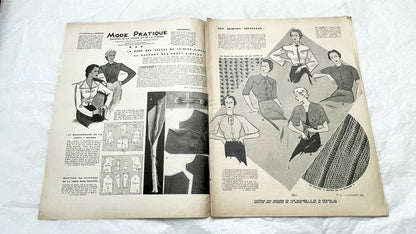1930s - Vintage French Fashion Magazine - Mode Pratique - Original Period Style - Sewing Patterns - Classic Elegance - Collectible