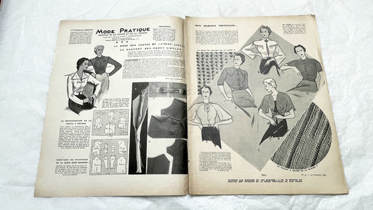 1930s - Vintage French Fashion Magazine - Mode Pratique - Original Period Style - Sewing Patterns - Classic Elegance - Collectible