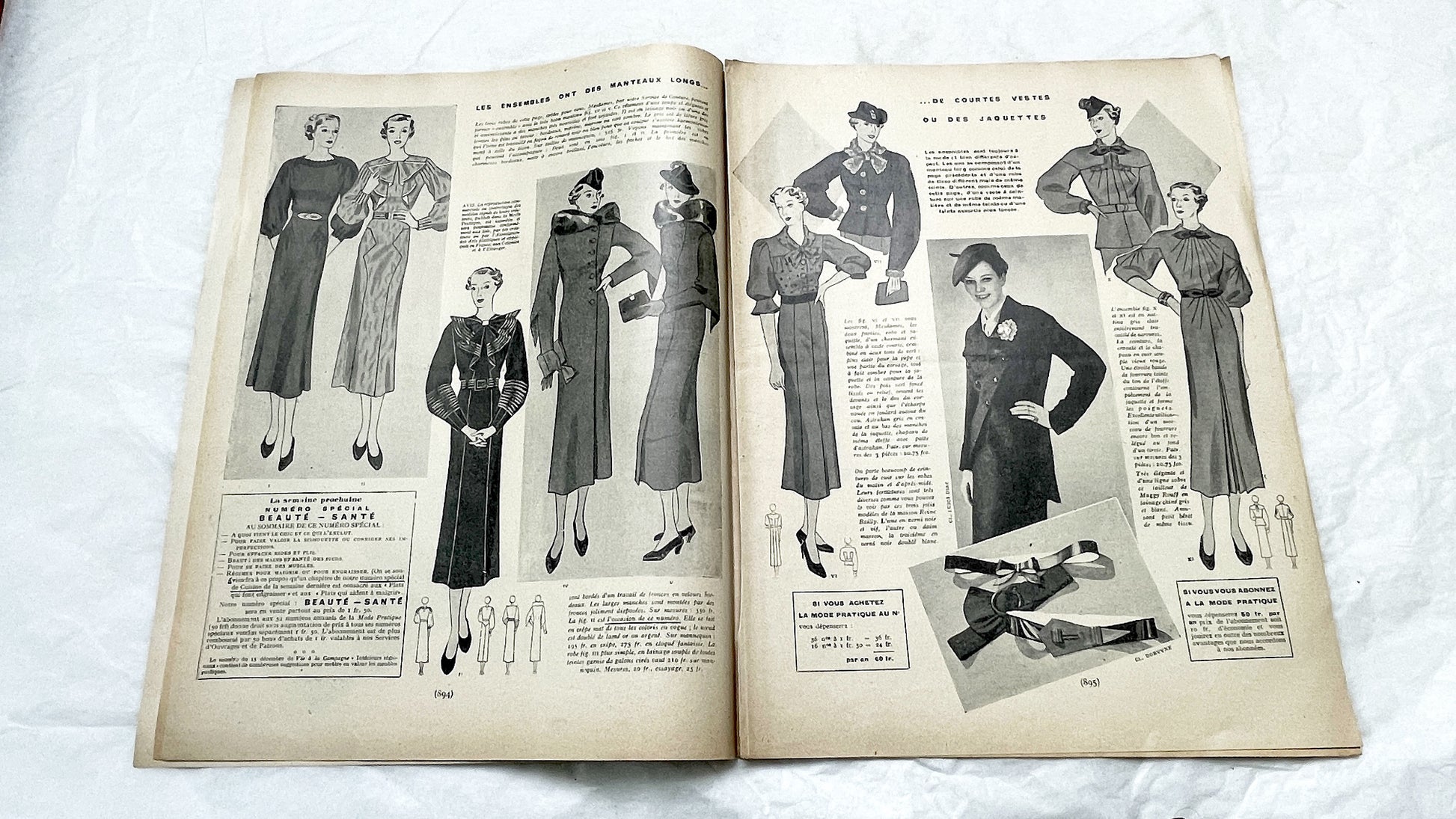 1930s - Vintage French Fashion Magazine - Mode Pratique - Original Period Style - Sewing Patterns - Classic Elegance - Collectible