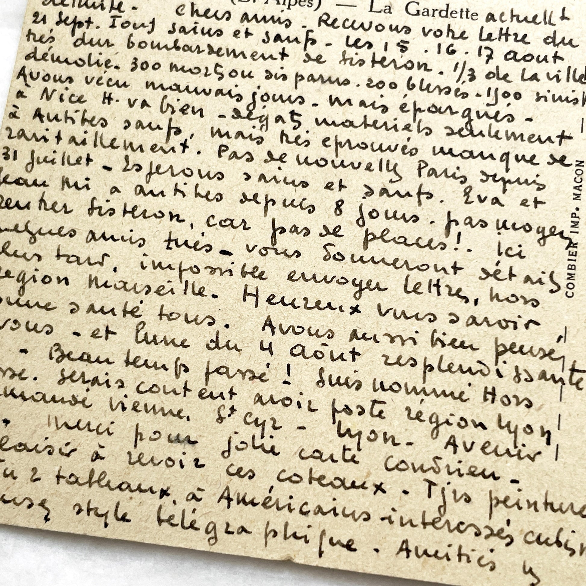 1940s - Historic WWII French Postcard - Sisteron Bombing 1944 - War Correspondence - Marshal Pétain Stamp - Beautiful Handwriting