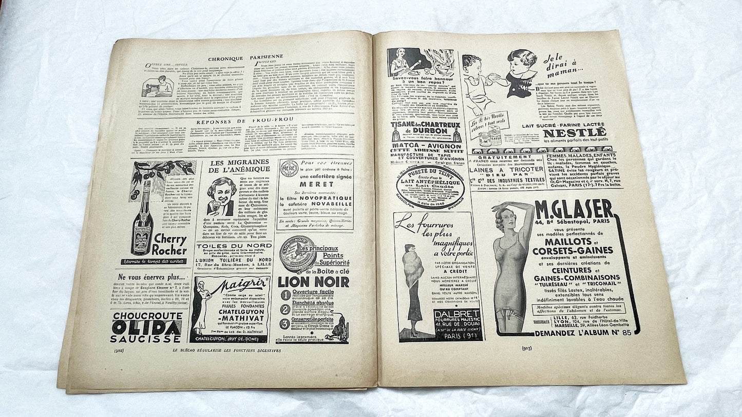 1930s - Vintage French Fashion Magazine - Mode Pratique - Original Period Style - Sewing Patterns - Classic Elegance - Collectible