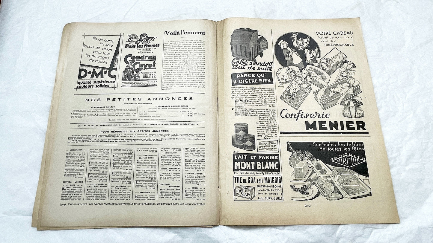 1930s - Vintage French Fashion Magazine - Mode Pratique - Original Period Style - Sewing Patterns - Classic Elegance - Collectible
