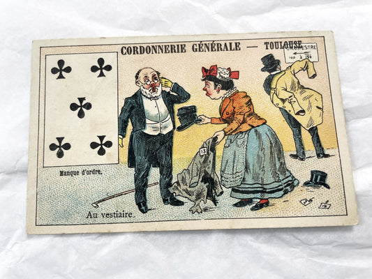 Late 19th Century French Advertising Chromos - Cordonnerie Générale Toulouse - Humorous Playing Card Art - Belle Époque Ephemera Collection