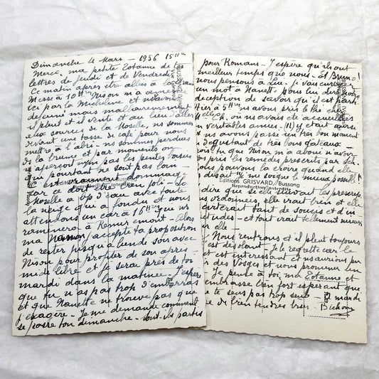 1950s - Two French Handwritten Postcards - March 1956 - Detailed Personal Correspondence From Bussang Vosges - Vintage Document