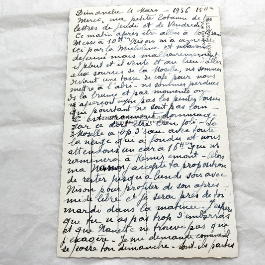 1950s - Two French Handwritten Postcards - March 1956 - Detailed Personal Correspondence From Bussang Vosges - Vintage Document