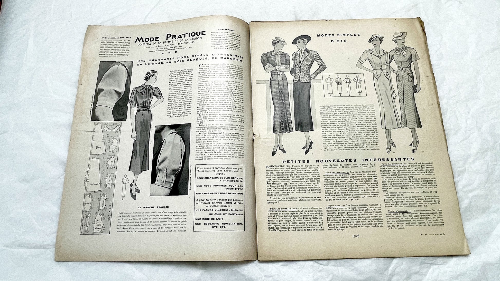 1930s - French Fashion Magazine Mode Pratique - Vintage Women's Style, Sewing Patterns & Daily Life - Historical Advertising Ephemera