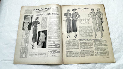 1930s - French Fashion Magazine Mode Pratique - Vintage Women's Style, Sewing Patterns & Daily Life - Historical Advertising Ephemera