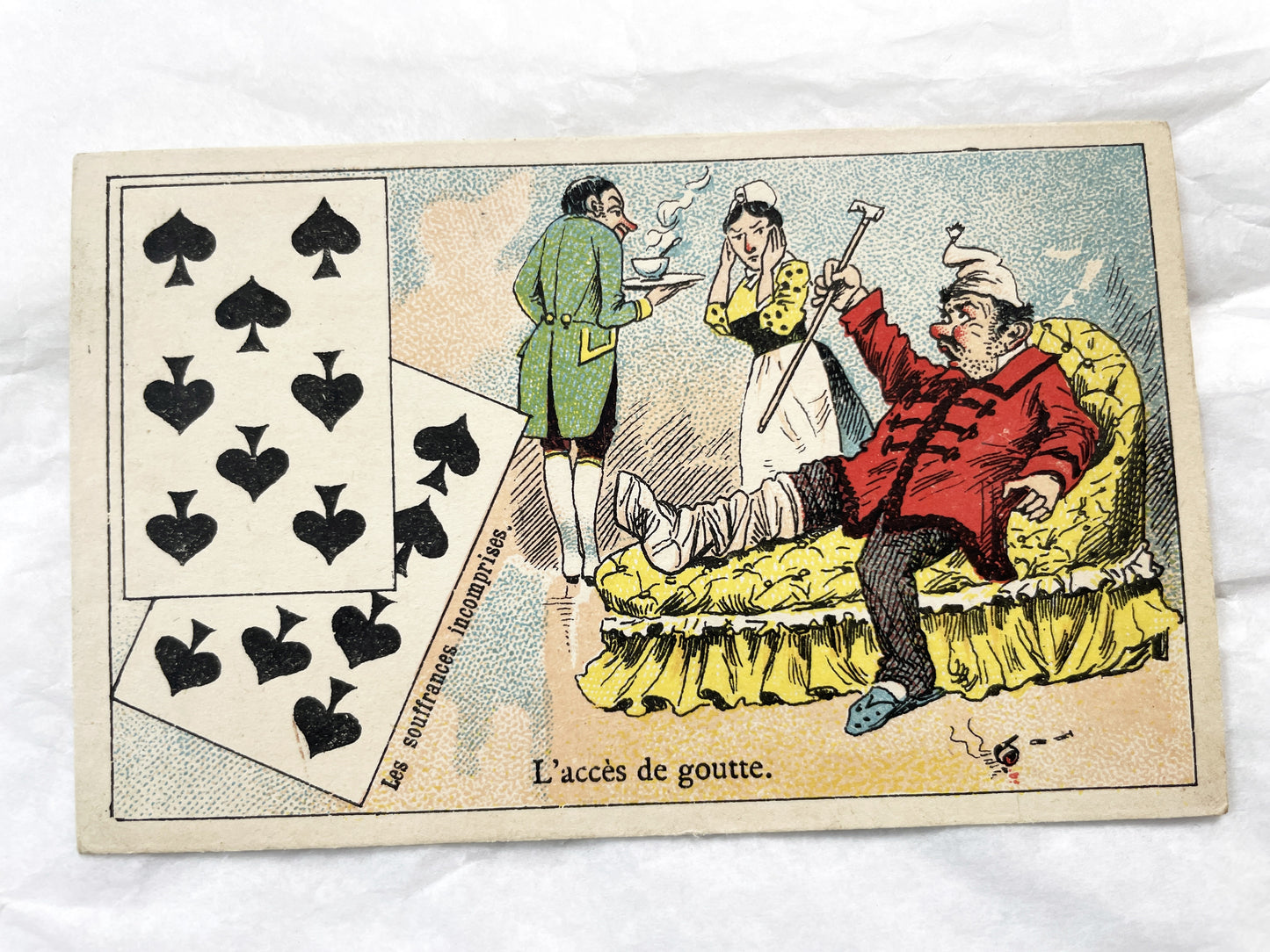 Late 19th Century French Advertising Chromos - Cordonnerie Générale Toulouse - Humorous Playing Card Art - Belle Époque Ephemera Collection