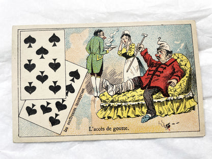Late 19th Century French Advertising Chromos - Cordonnerie Générale Toulouse - Humorous Playing Card Art - Belle Époque Ephemera Collection