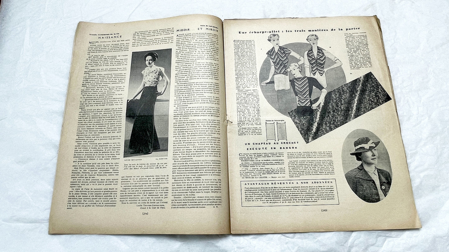 1930s - French Fashion Magazine Mode Pratique - Vintage Women's Style, Sewing Patterns & Daily Life - Historical Advertising Ephemera