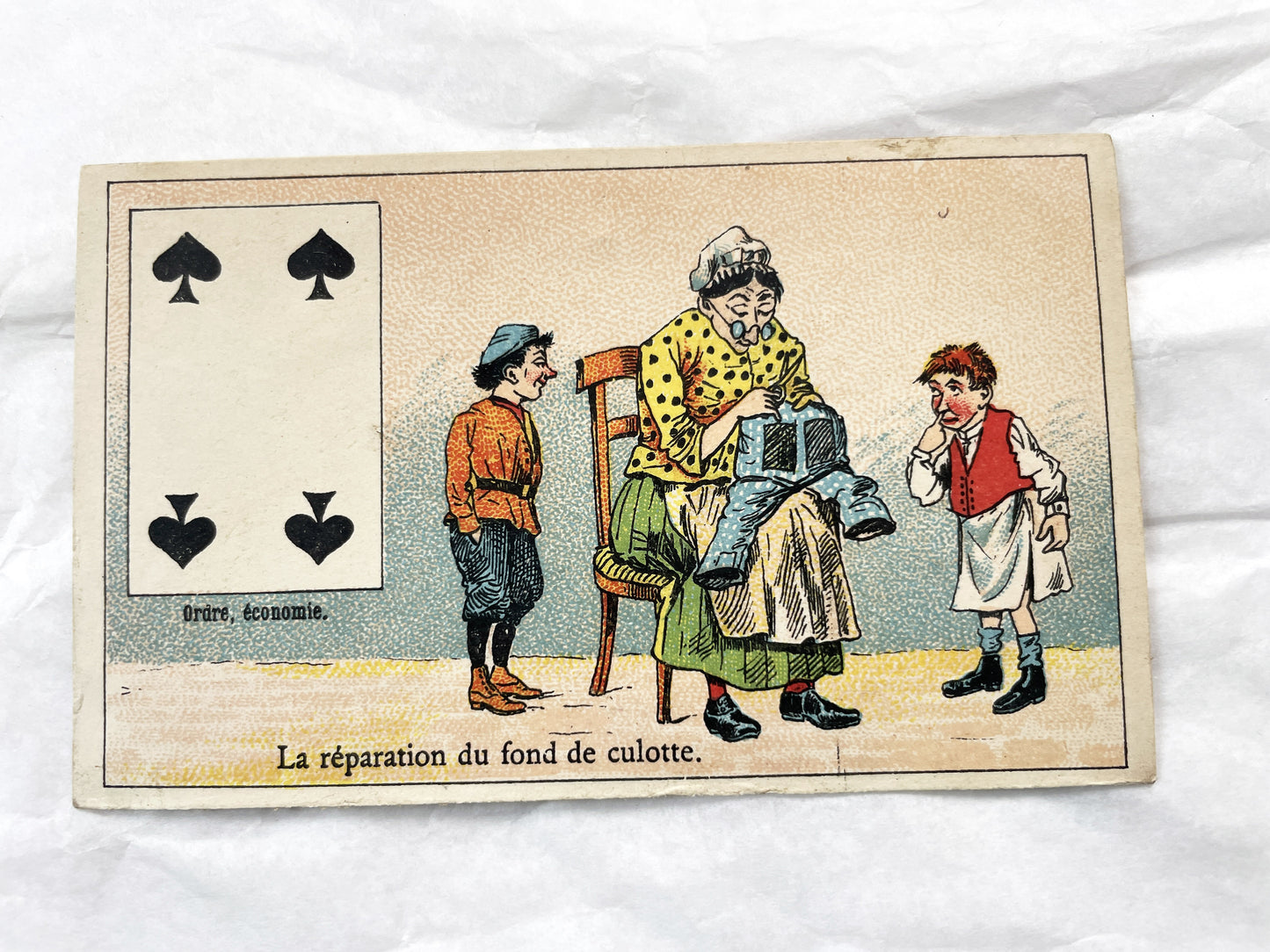 Late 19th Century French Advertising Chromos - Cordonnerie Générale Toulouse - Humorous Playing Card Art - Belle Époque Ephemera Collection