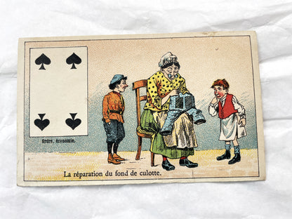 Late 19th Century French Advertising Chromos - Cordonnerie Générale Toulouse - Humorous Playing Card Art - Belle Époque Ephemera Collection