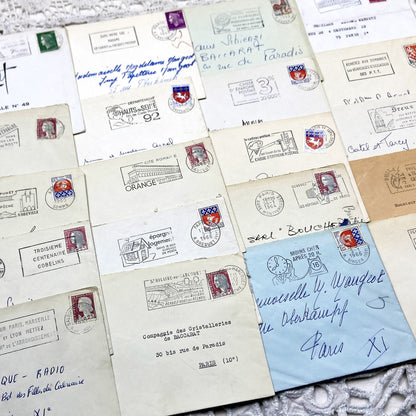 1960s - Lot of 20 Vintage French Envelopes – 1960s Ephemera for Junk Journals, Collage & Paper Crafts