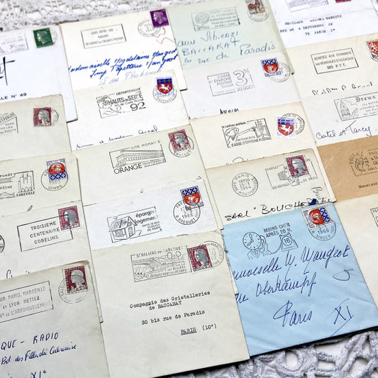 1960s - Lot of 20 Vintage French Envelopes – 1960s Ephemera for Junk Journals, Collage & Paper Crafts