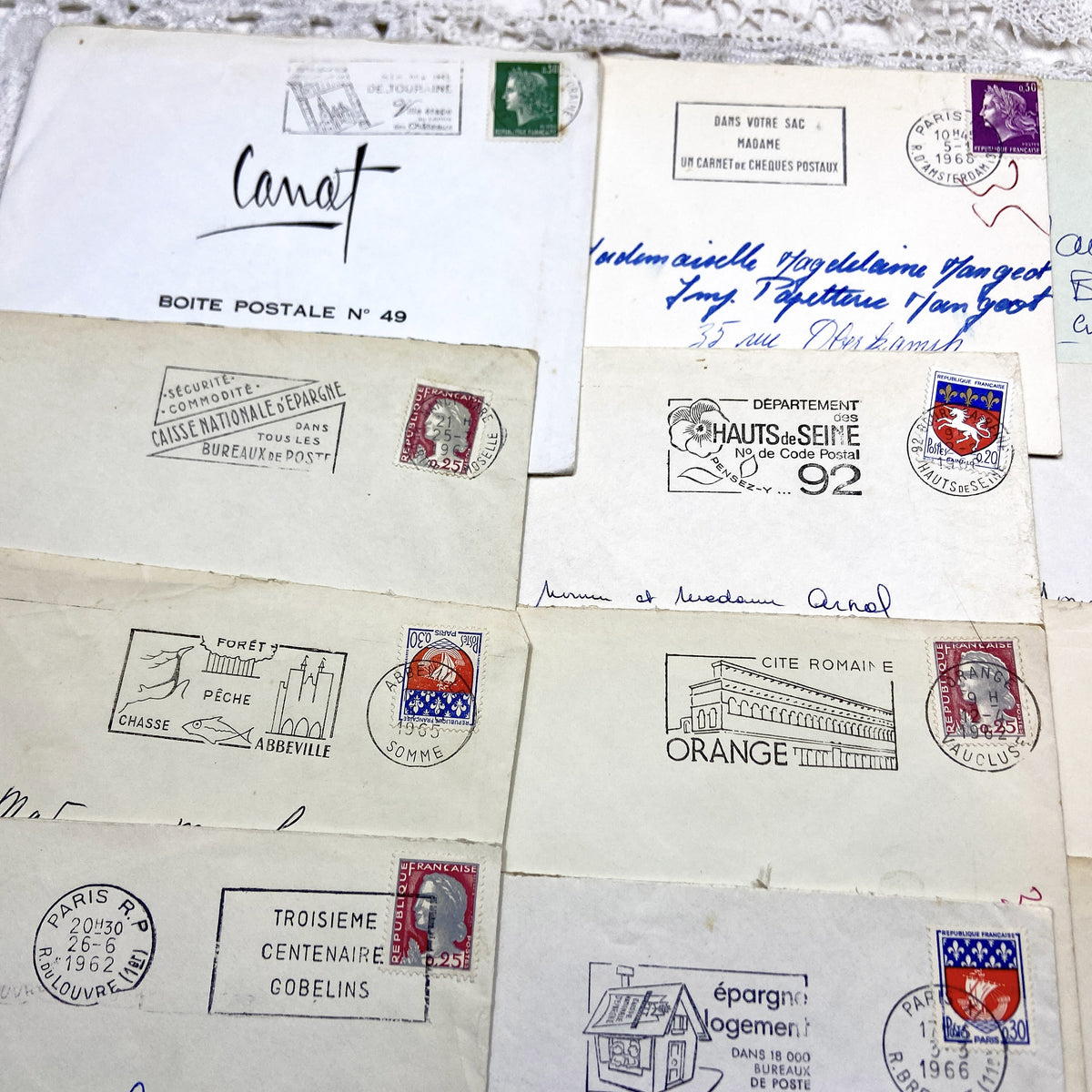 1960s - Lot of 20 Vintage French Envelopes – 1960s Ephemera for Junk Journals, Collage & Paper Crafts