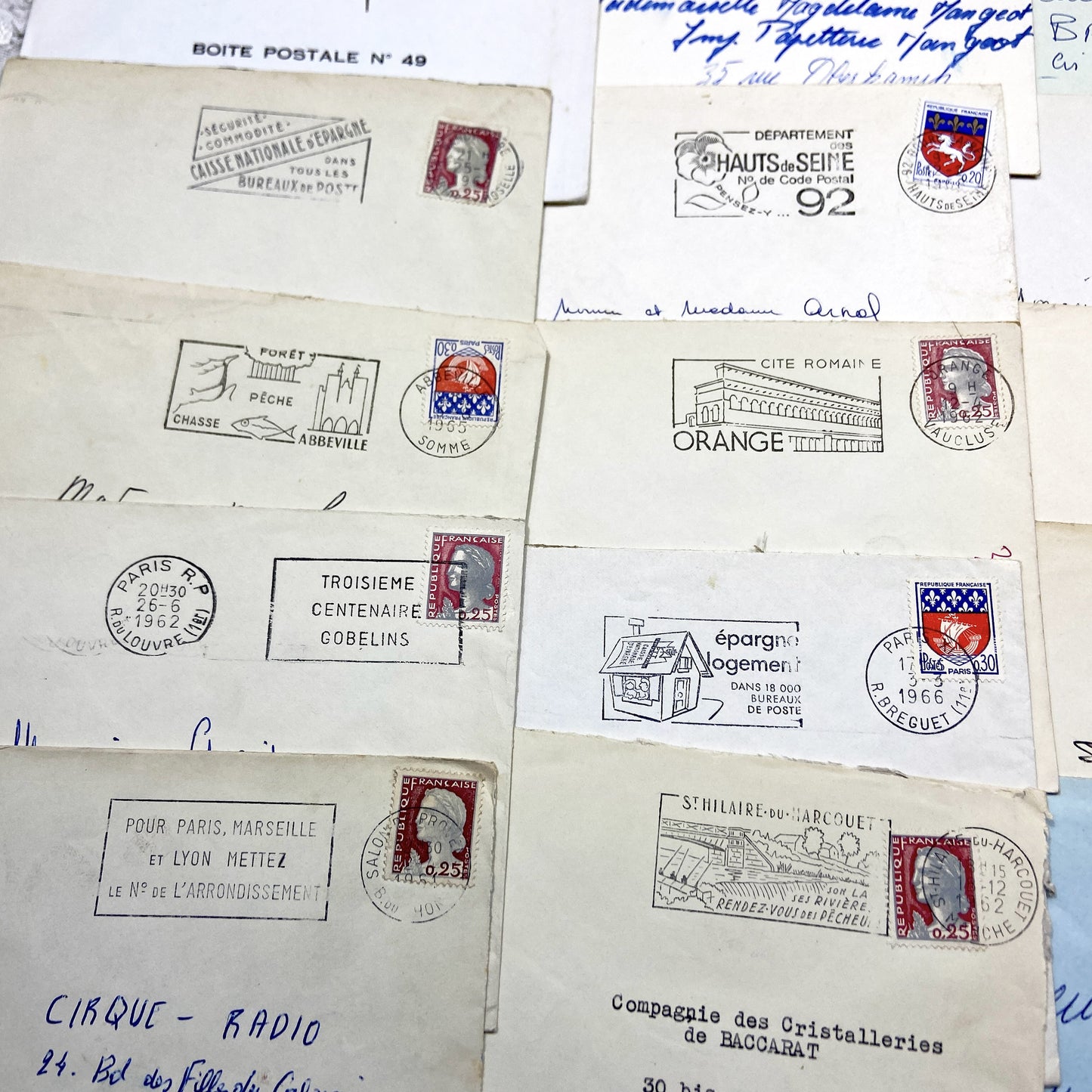 1960s - Lot of 20 Vintage French Envelopes – 1960s Ephemera for Junk Journals, Collage & Paper Crafts