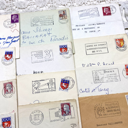 1960s - Lot of 20 Vintage French Envelopes – 1960s Ephemera for Junk Journals, Collage & Paper Crafts