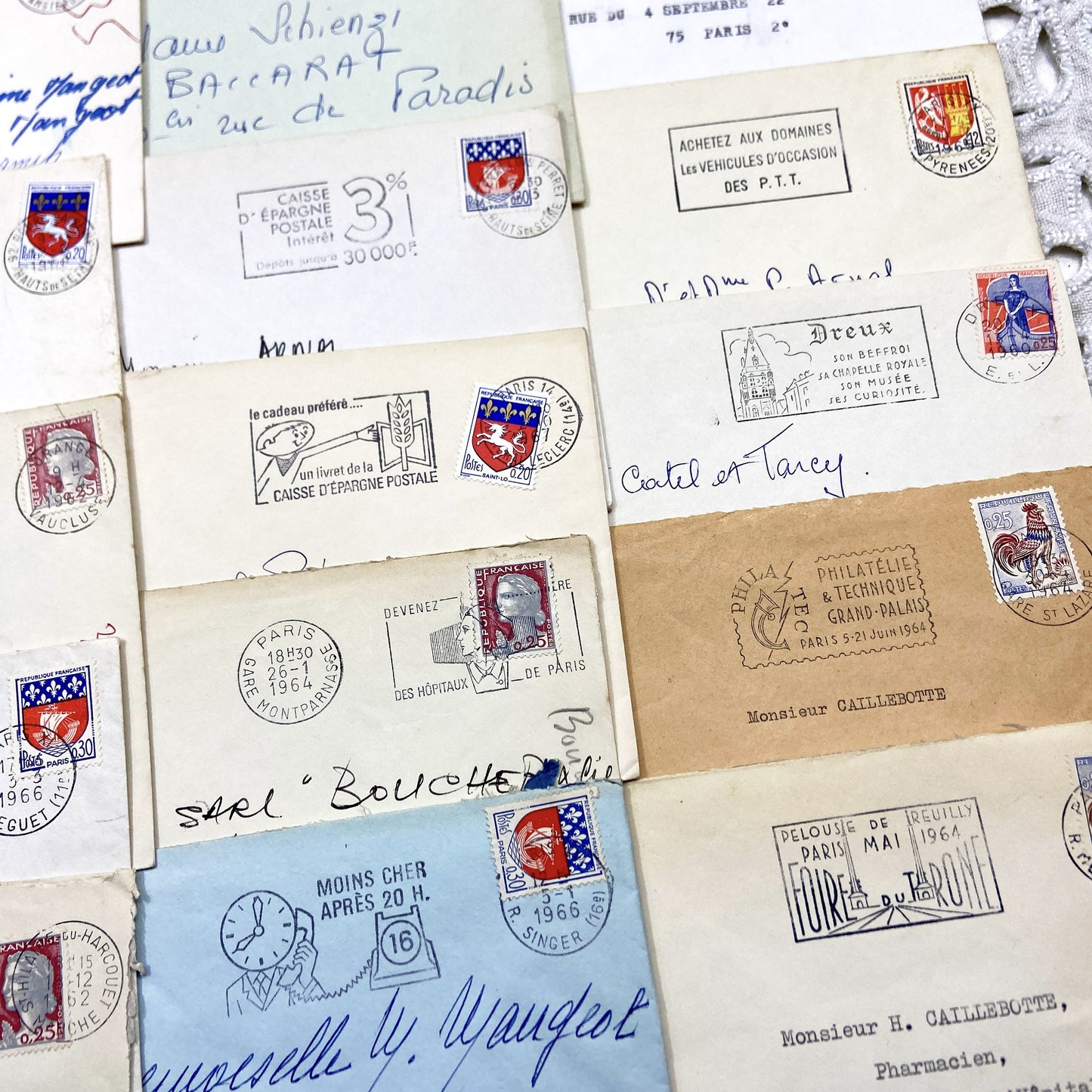 1960s - Lot of 20 Vintage French Envelopes – 1960s Ephemera for Junk Journals, Collage & Paper Crafts