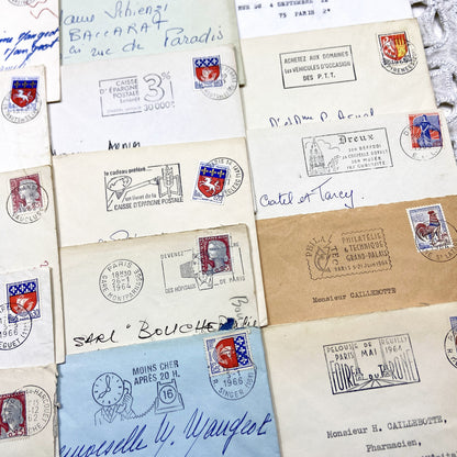 1960s - Lot of 20 Vintage French Envelopes – 1960s Ephemera for Junk Journals, Collage & Paper Crafts
