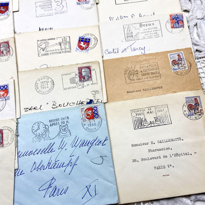 1960s - Lot of 20 Vintage French Envelopes – 1960s Ephemera for Junk Journals, Collage & Paper Crafts