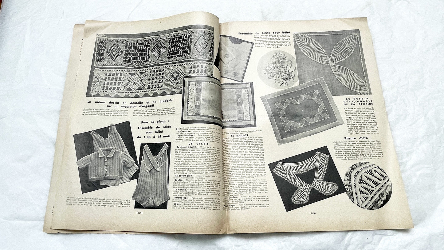 1930s - Vintage French Fashion Magazine - Mode Pratique - Elegant Womens Apparel - Home Crafts - Lifestyle Advice - Parisian Life