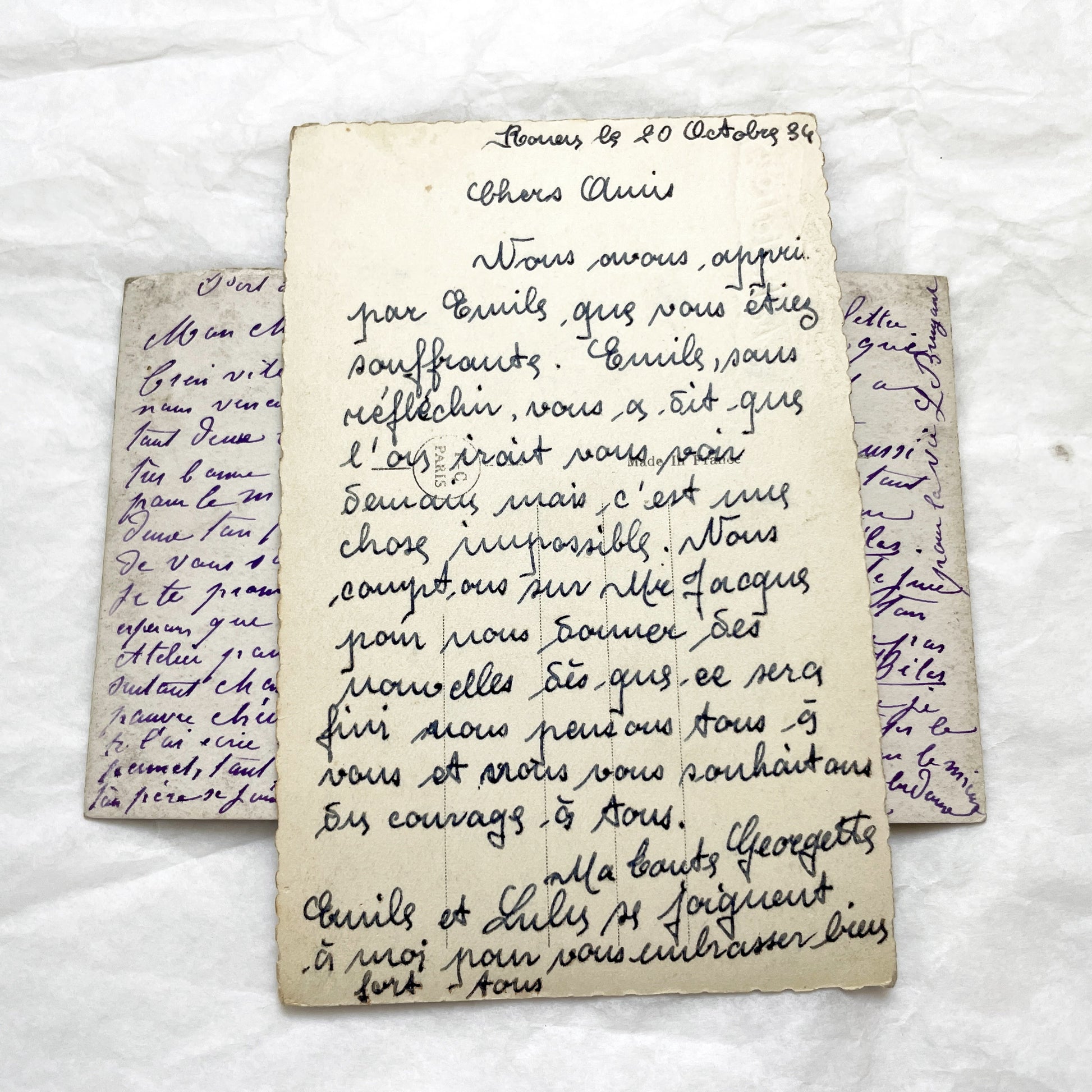 1910s-1940s - Seven French Handwritten Postcards - Vintage Paper Artifacts France