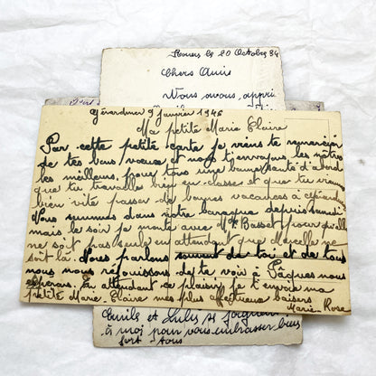 1910s-1940s - Seven French Handwritten Postcards - Vintage Paper Artifacts France