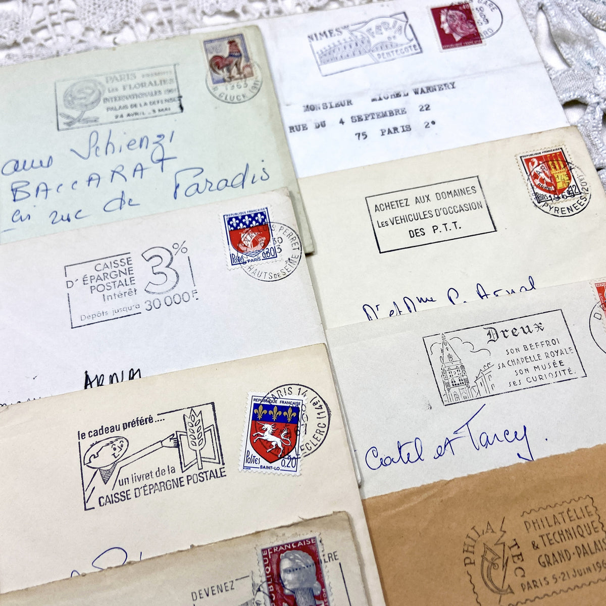 1960s - Lot of 20 Vintage French Envelopes – 1960s Ephemera for Junk Journals, Collage & Paper Crafts