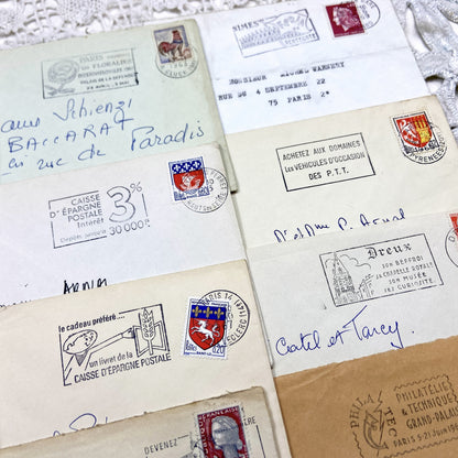 1960s - Lot of 20 Vintage French Envelopes – 1960s Ephemera for Junk Journals, Collage & Paper Crafts